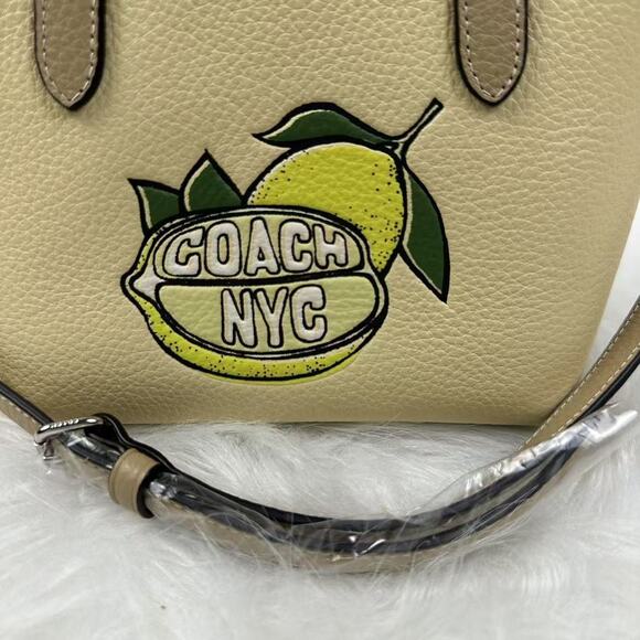 Coach City Mini Tote Bag With Lemon Print In Leather/Moonlight CAK22 NWT Limited - Picture 2 of 7